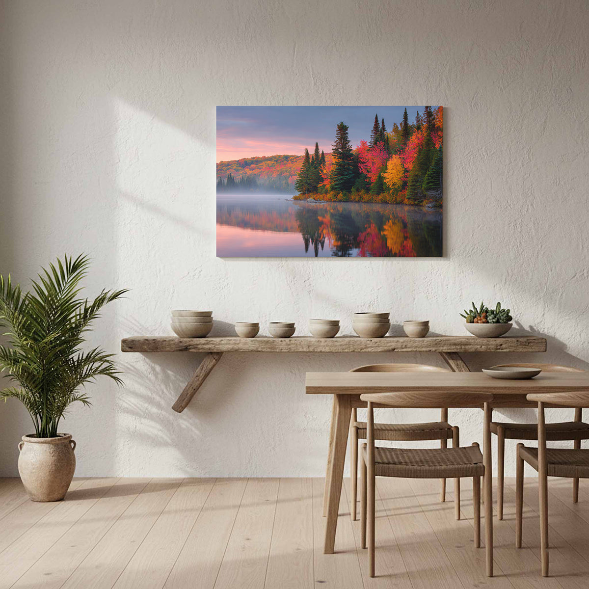 Autumn Lake Canvas Print – styled room view 7