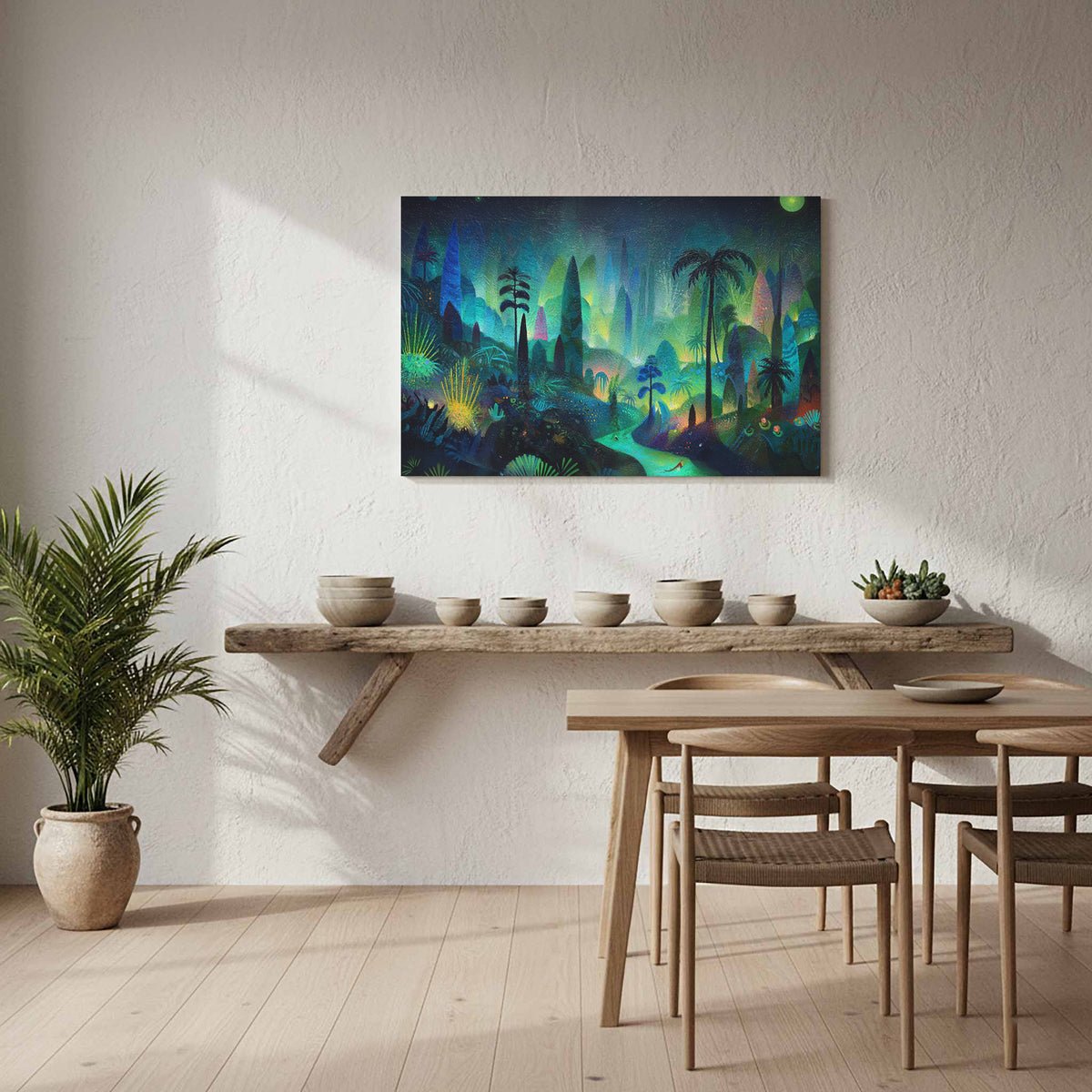 Dark Jungle Canvas Art – styled room view 6