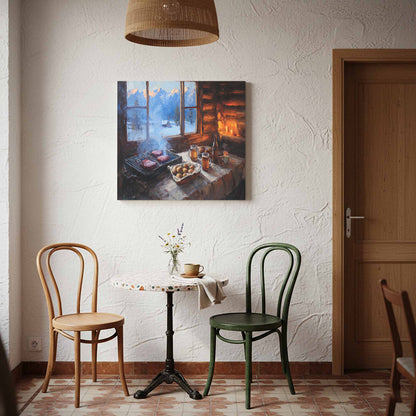 Rocky Mountain Lodge Canvas Print – styled room view 6