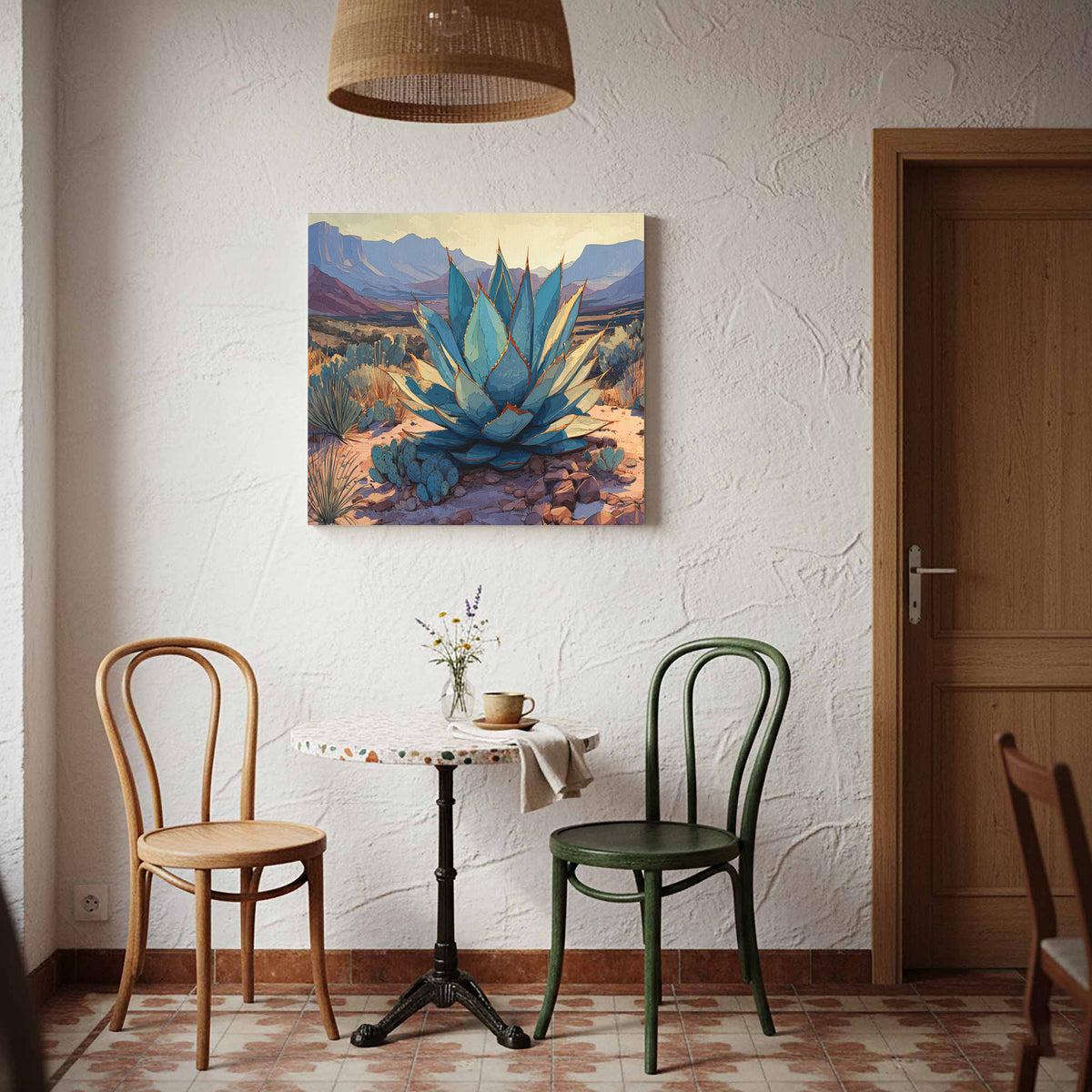 Desert Agave Canvas Wall Art – styled room view 8