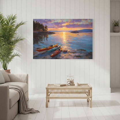 San Juan Islands Sunset Canvas Art – styled room view 8