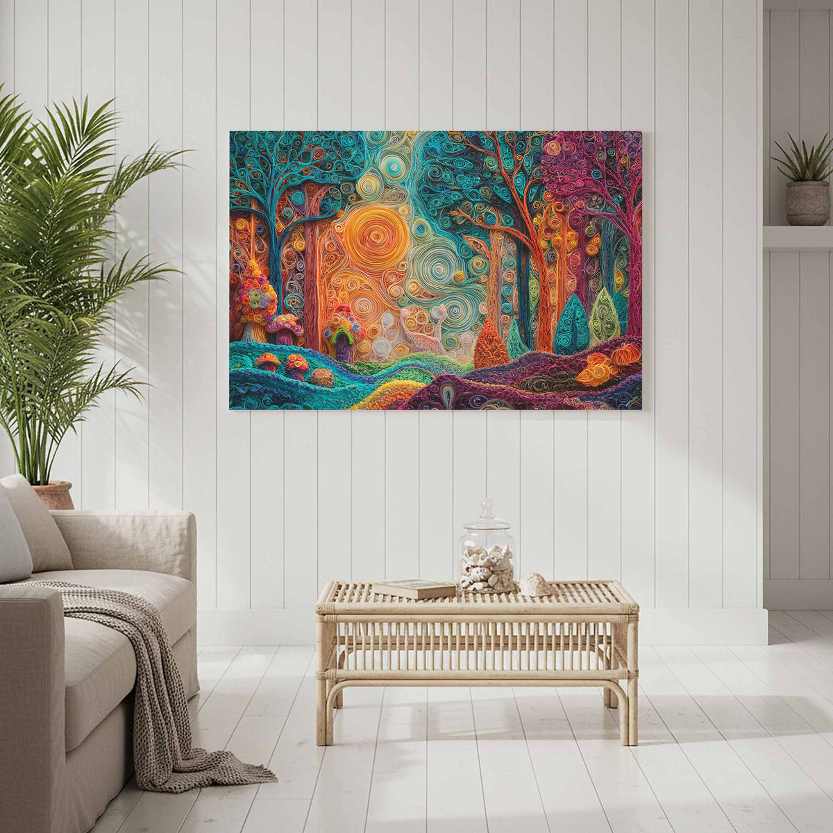 Forest Canvas Art – styled room view 6
