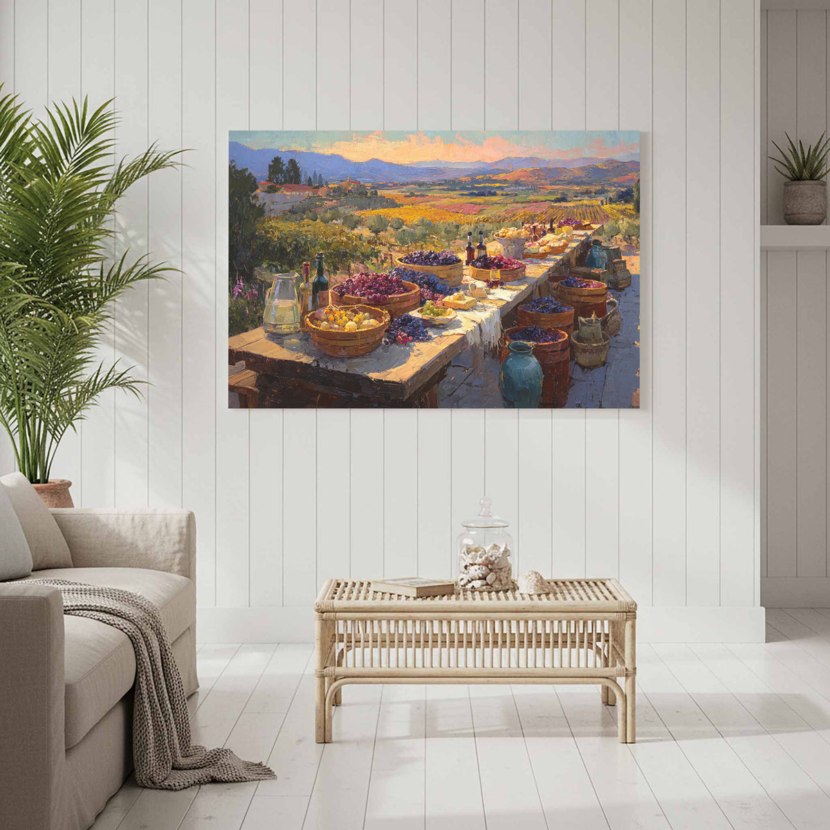 Wine Country Harvest Canvas Wall Art – styled room view 7