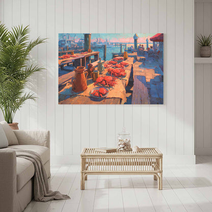 Chesapeake Bay Crab Feast Canvas Art – styled room view 3