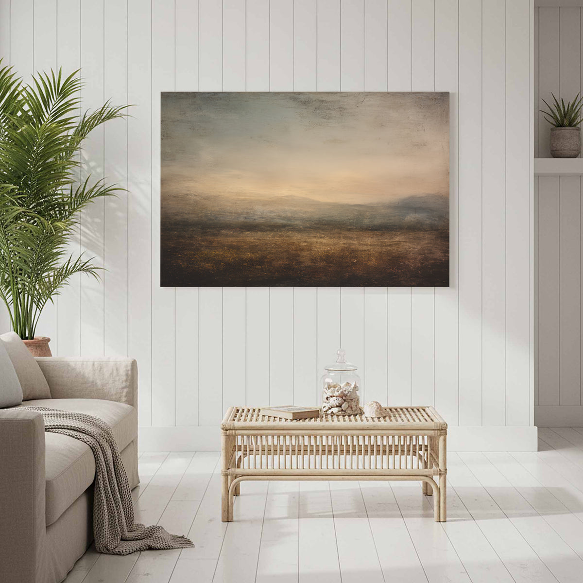 Abstract Landscape Canvas Art – styled room view 9