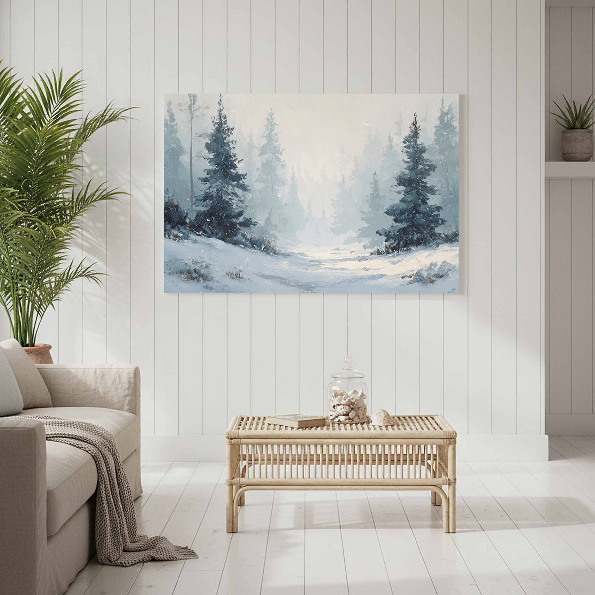 Winter Forest Canvas Print – styled room view 6