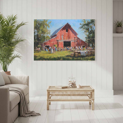 Barn Wedding Canvas Wall Art – styled room view 7