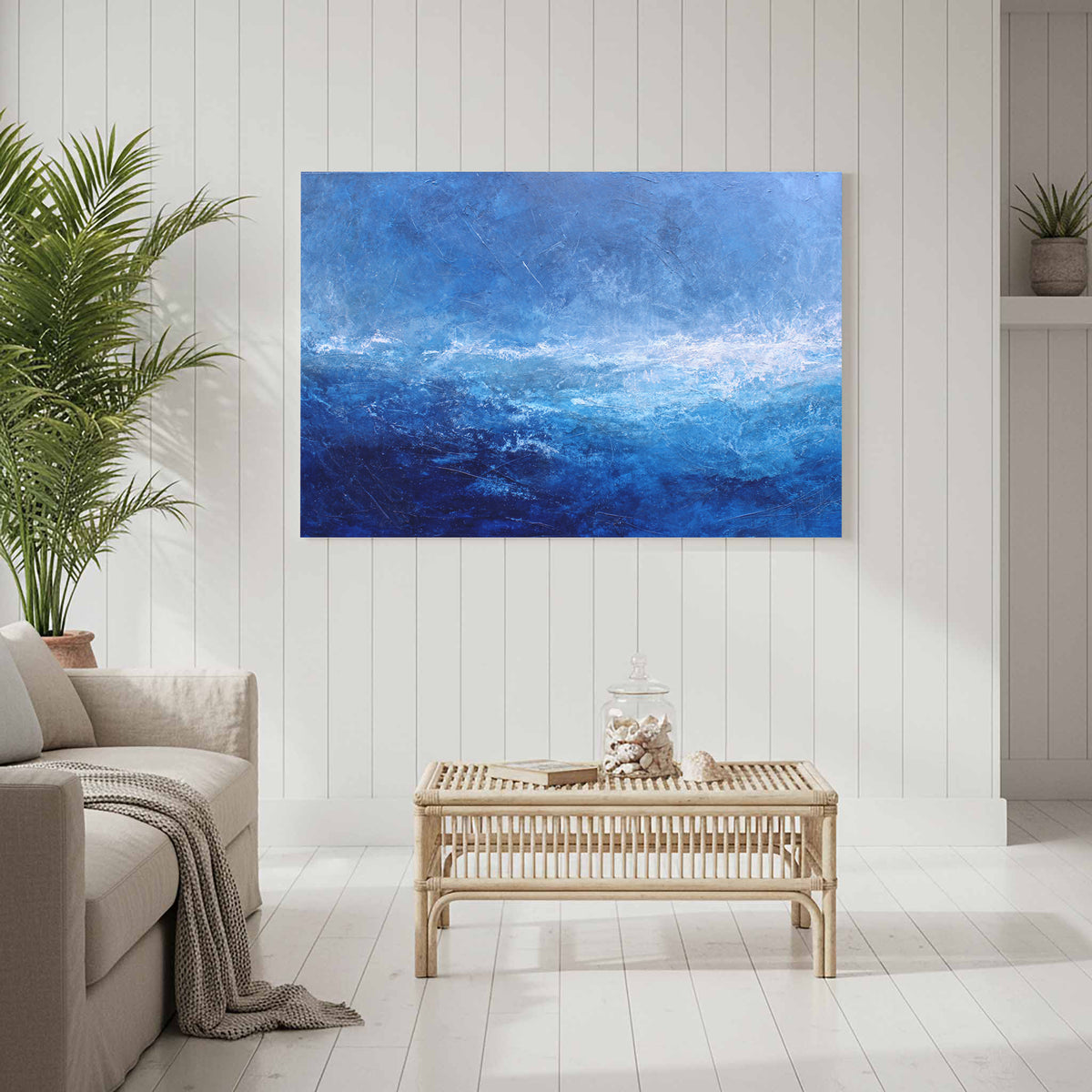 Abstract Ocean Canvas Print – styled room view 5