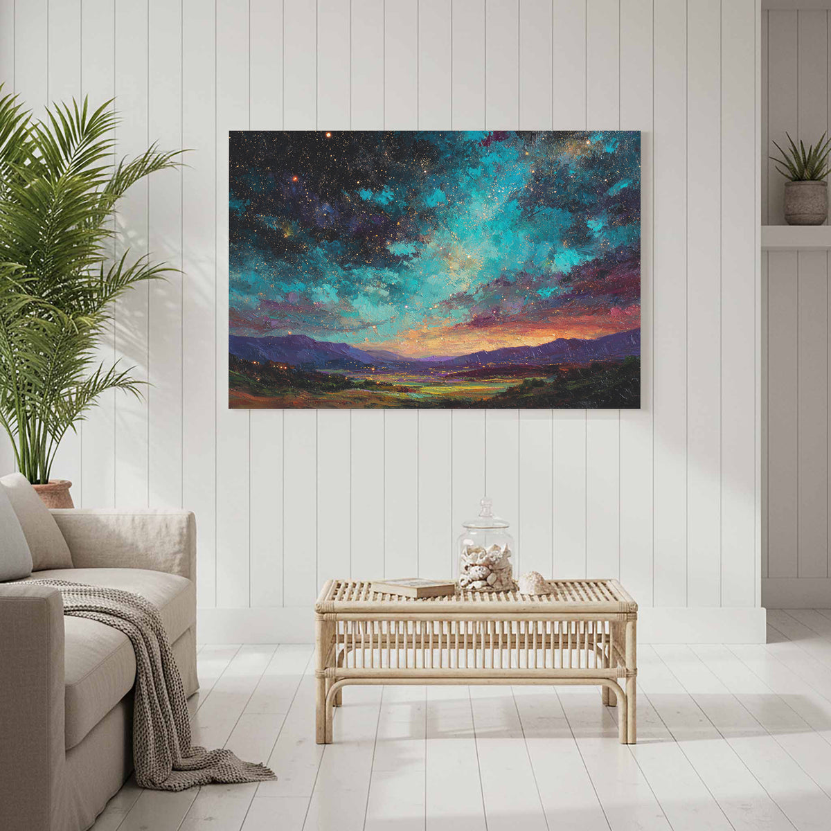 Cosmic Starry Night Canvas Wall Art – styled room view 7