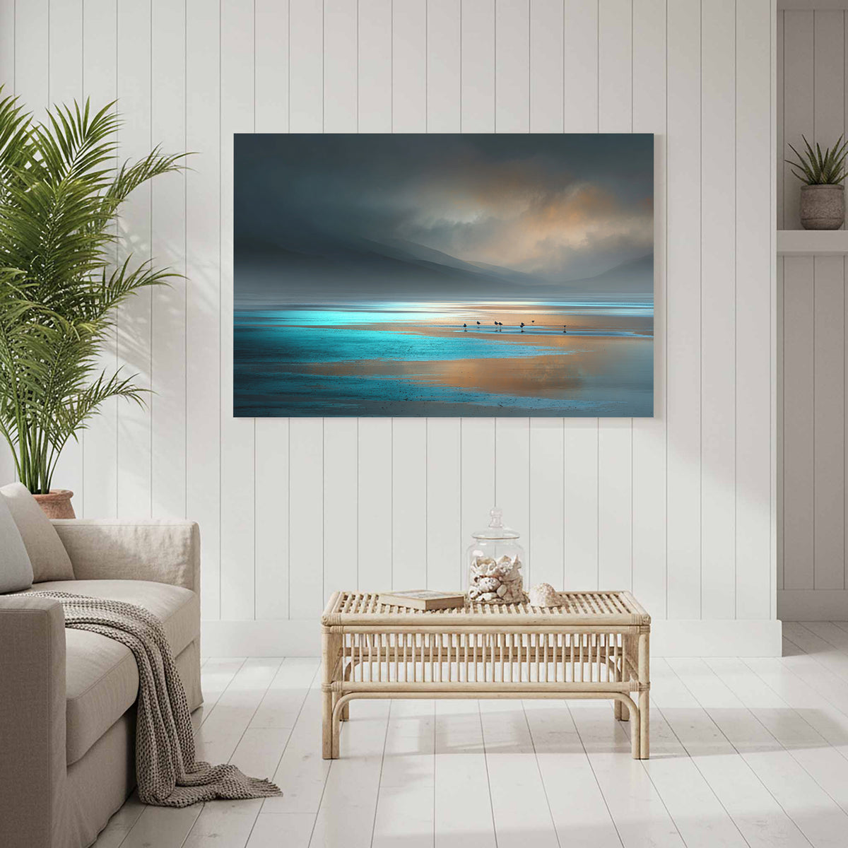 Coastal Seascape Wall Art – styled room view 6