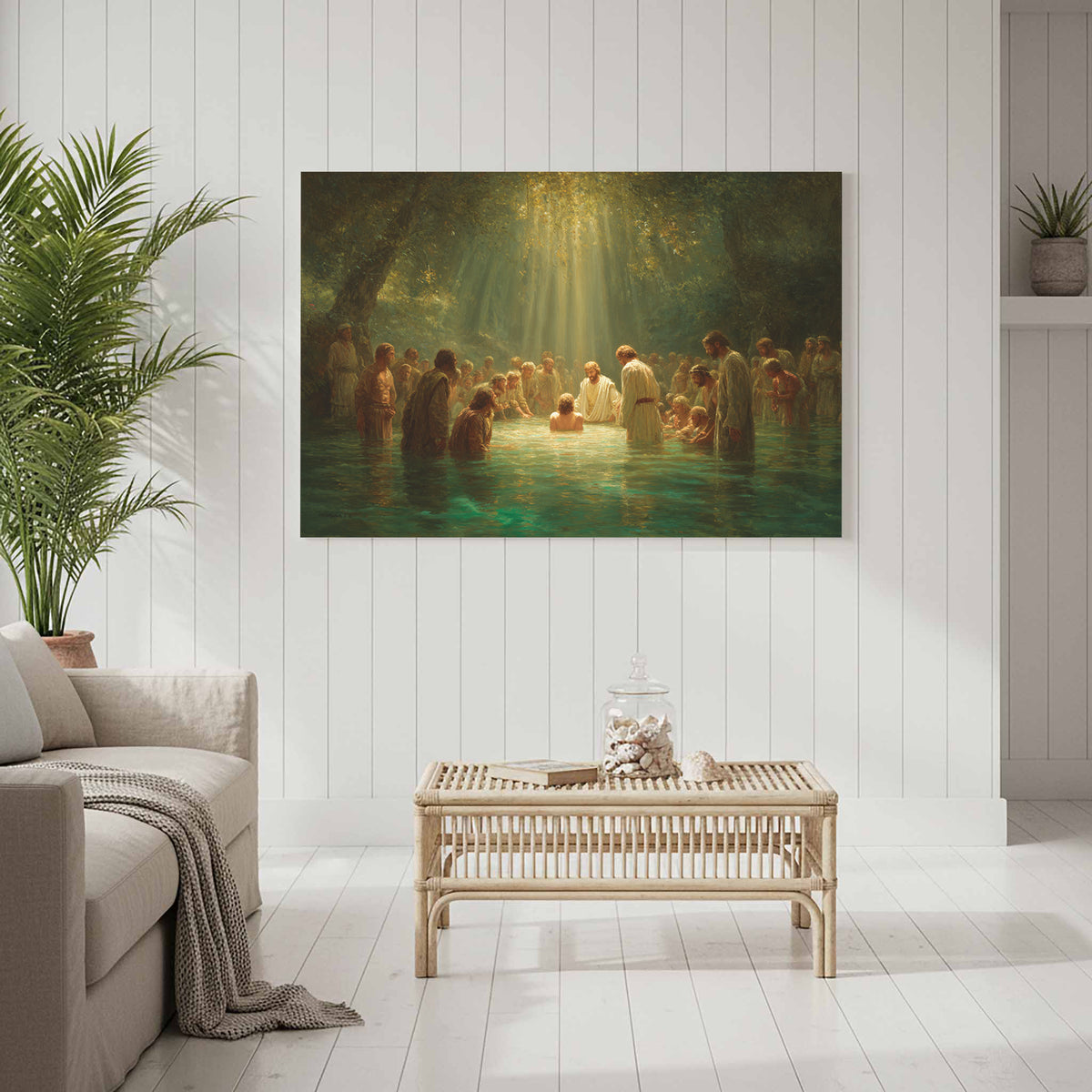 Baptism of Jesus Canvas Wall Art – styled room view 4