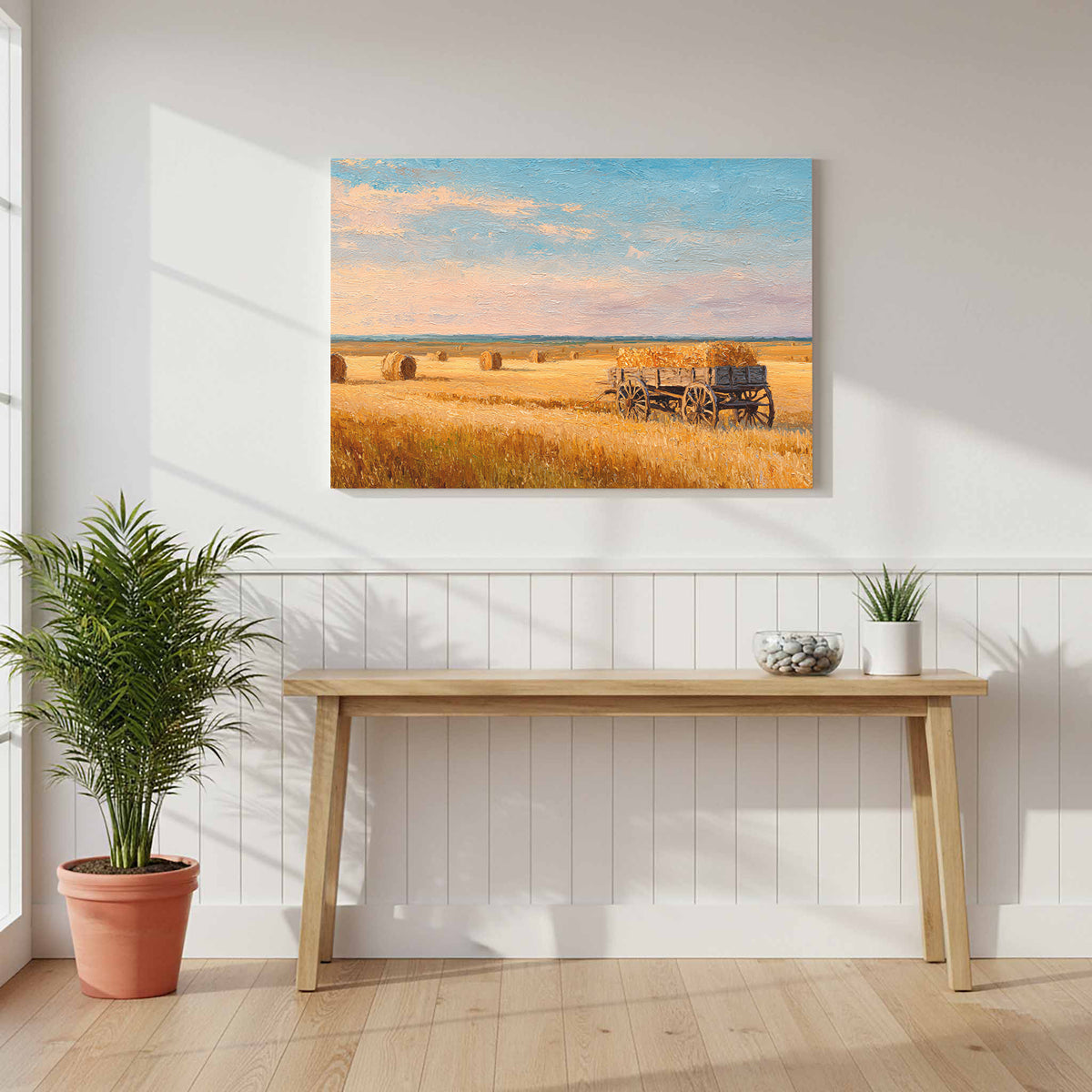 Harvest Wheat Field Canvas Art – styled room view 8