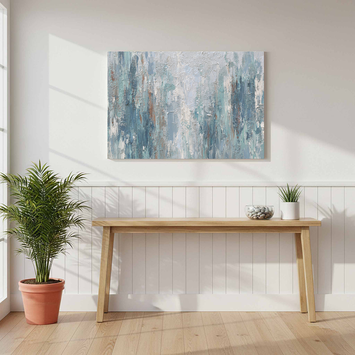 Abstract Forest Canvas Wall Art – styled room view 7