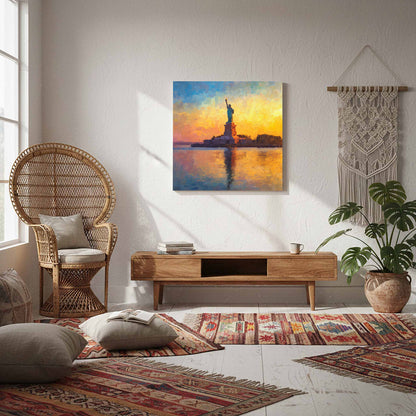 Statue of Liberty Sunrise Canvas Print – styled room view 7