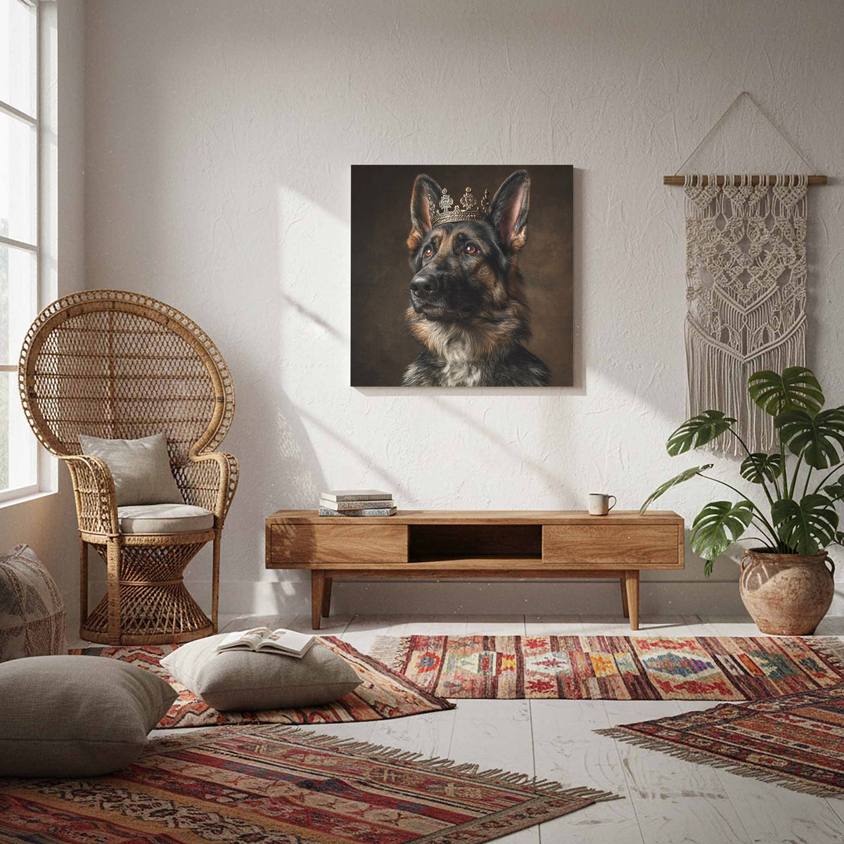 German Shepherd Dog Crown Canvas Print – styled room view 6