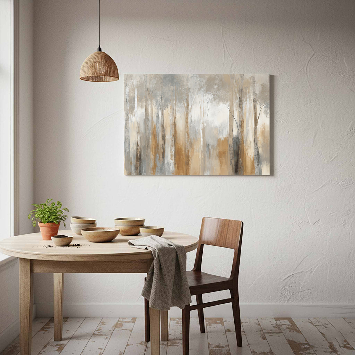Abstract Forest Canvas Wall Art – styled room view 8