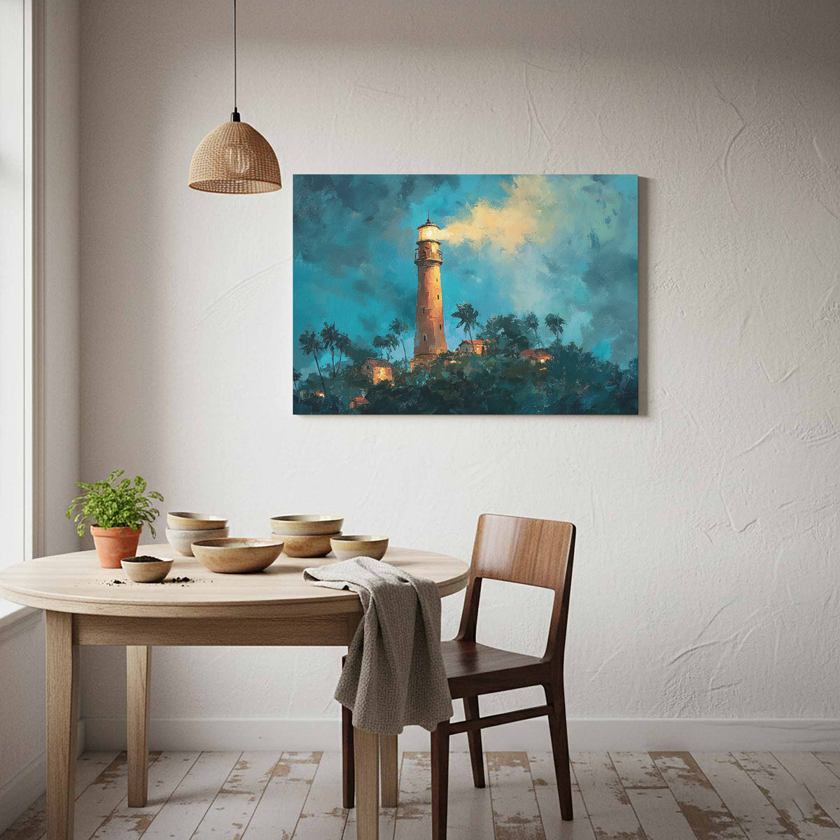 Lighthouse Canvas Wall Art – styled room view 7