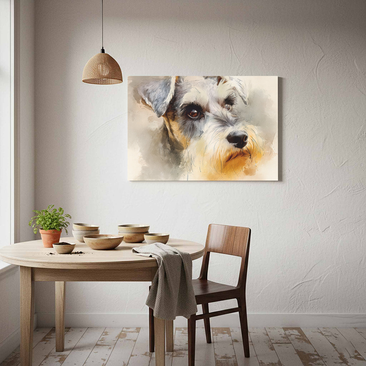 Miniature Schnauzer Canvas Art – styled room view 6