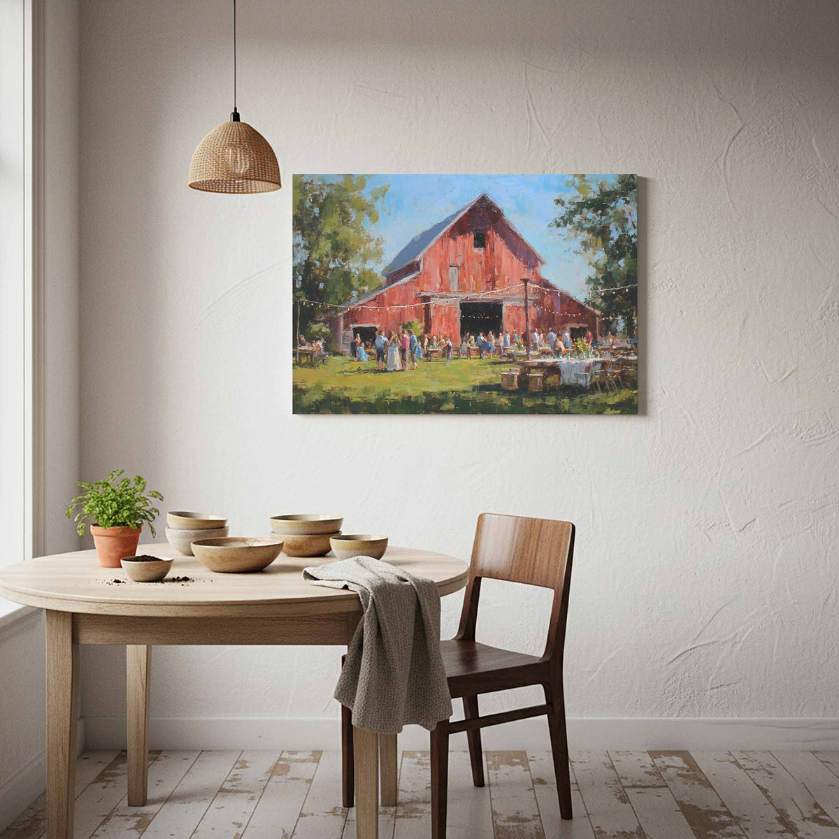 Barn Wedding Canvas Wall Art – styled room view 8