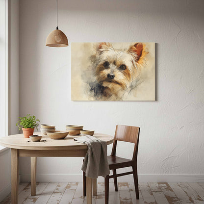 Yorkshire Terrier Watercolor Canvas Print – styled room view 6