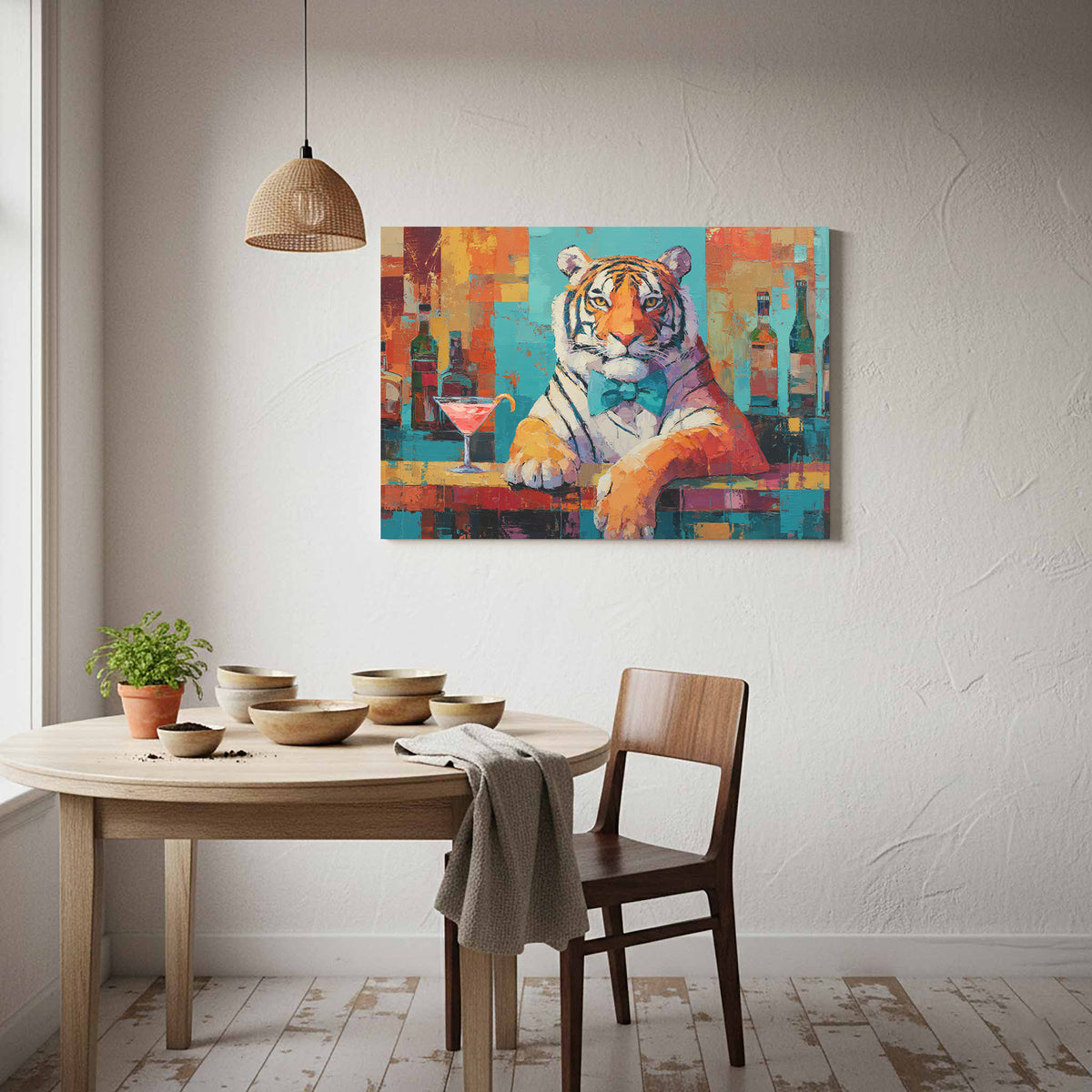 Tiger Bar Portrait Wall Art – styled room view 7