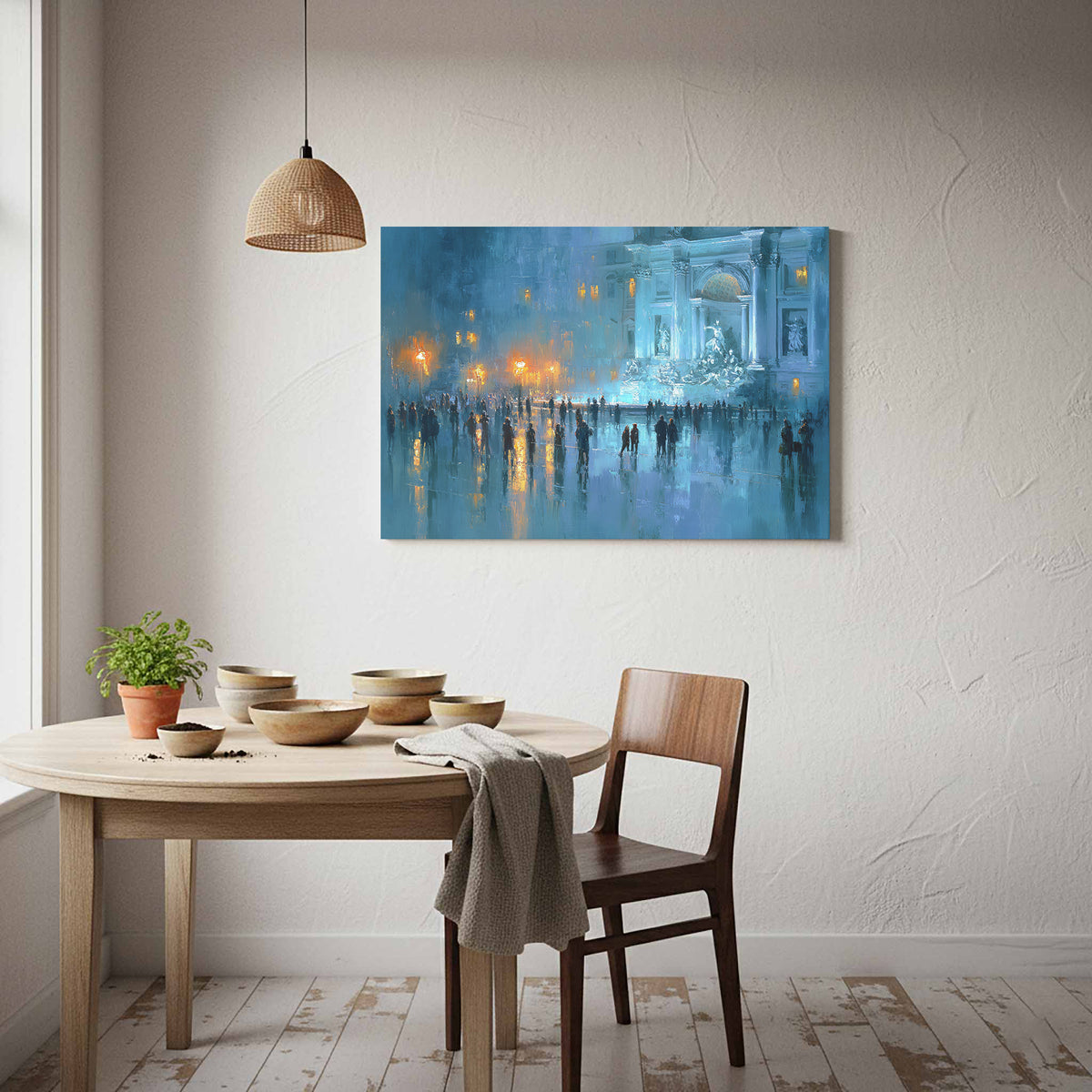 Trevi Fountain Canvas Print – styled room view 6