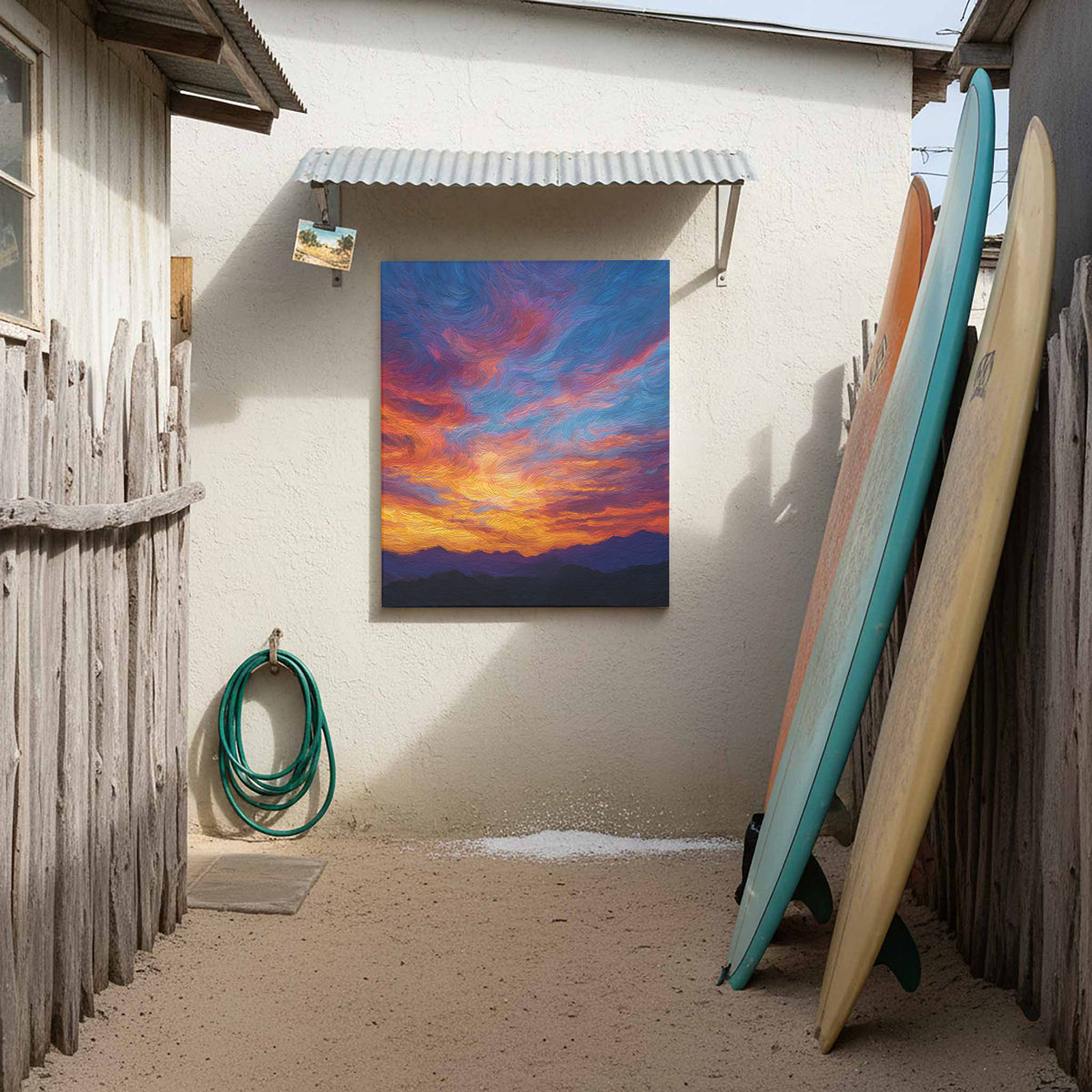 Sunset Sky Canvas Wall Art – styled room view 6