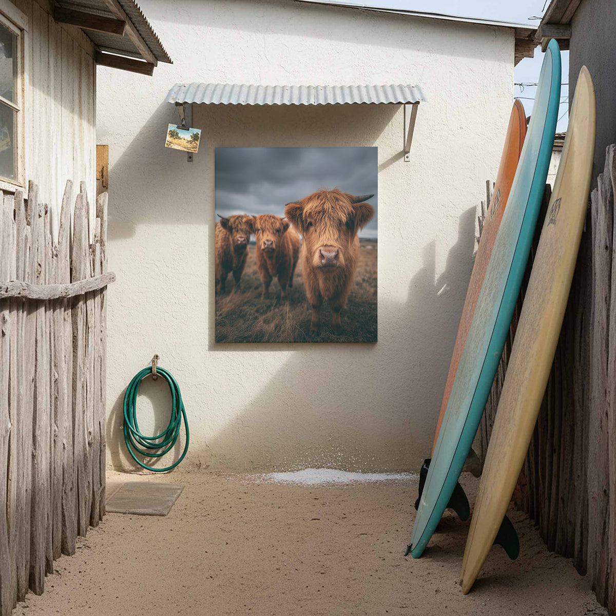 Highland Cow Canvas Wall Art – styled room view 8