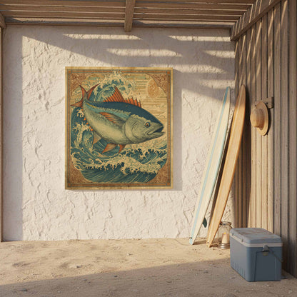 Vintage Tuna Ocean Wall Art – styled room view 7