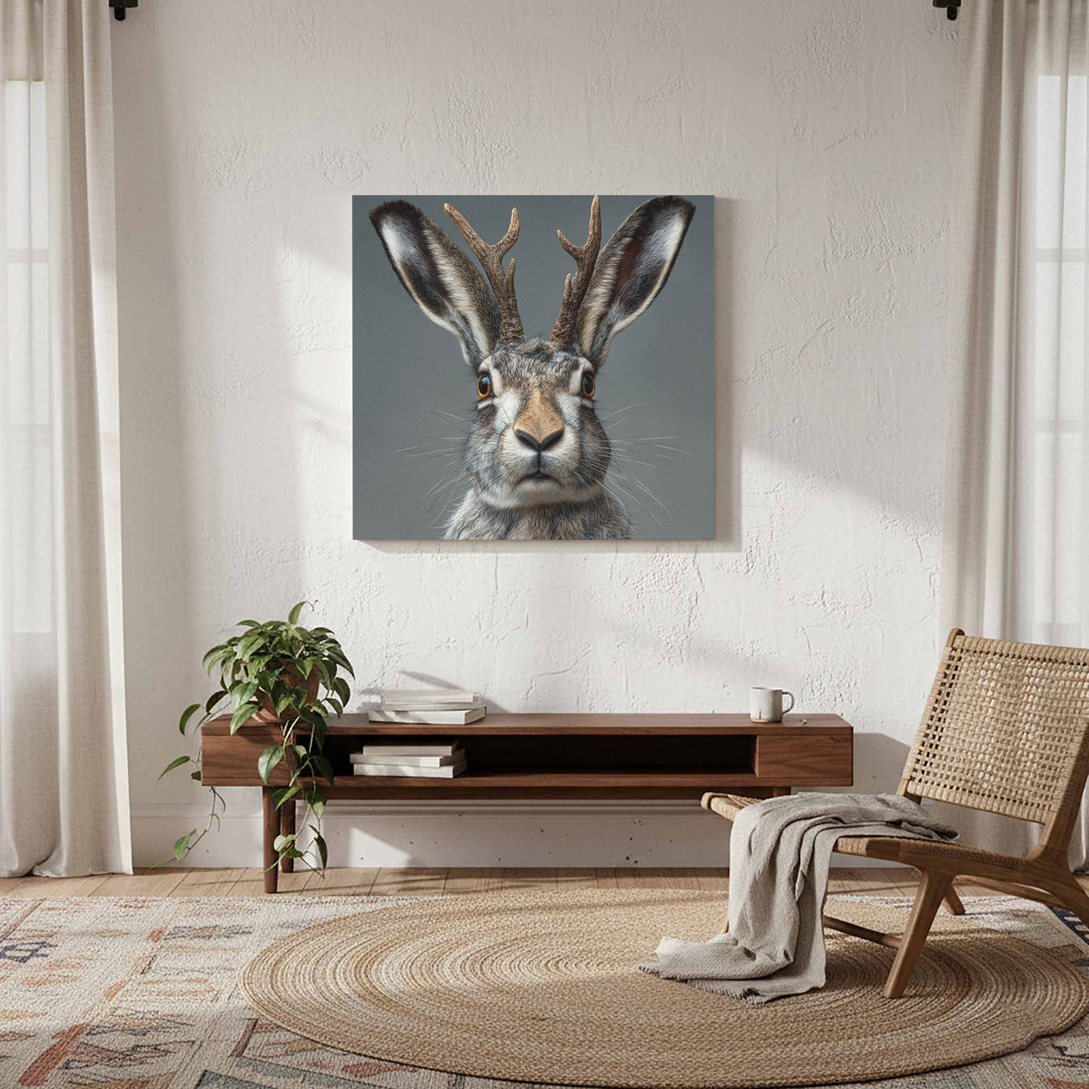 Jackalope Canvas Wall Art – styled room view 7