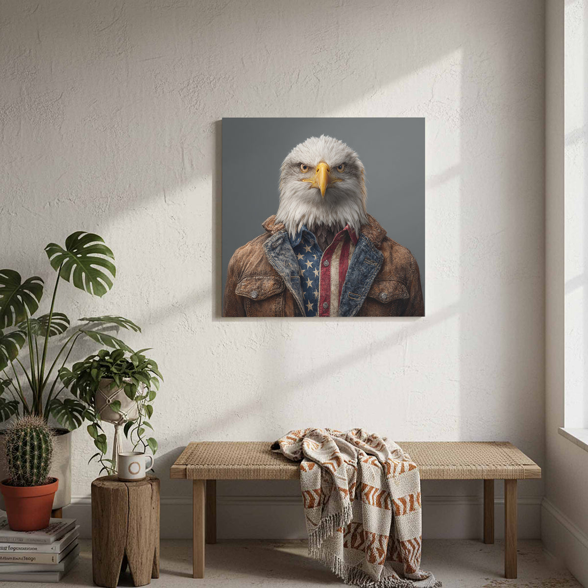 Patriotic Eagle Canvas Wall Art – styled room view 6