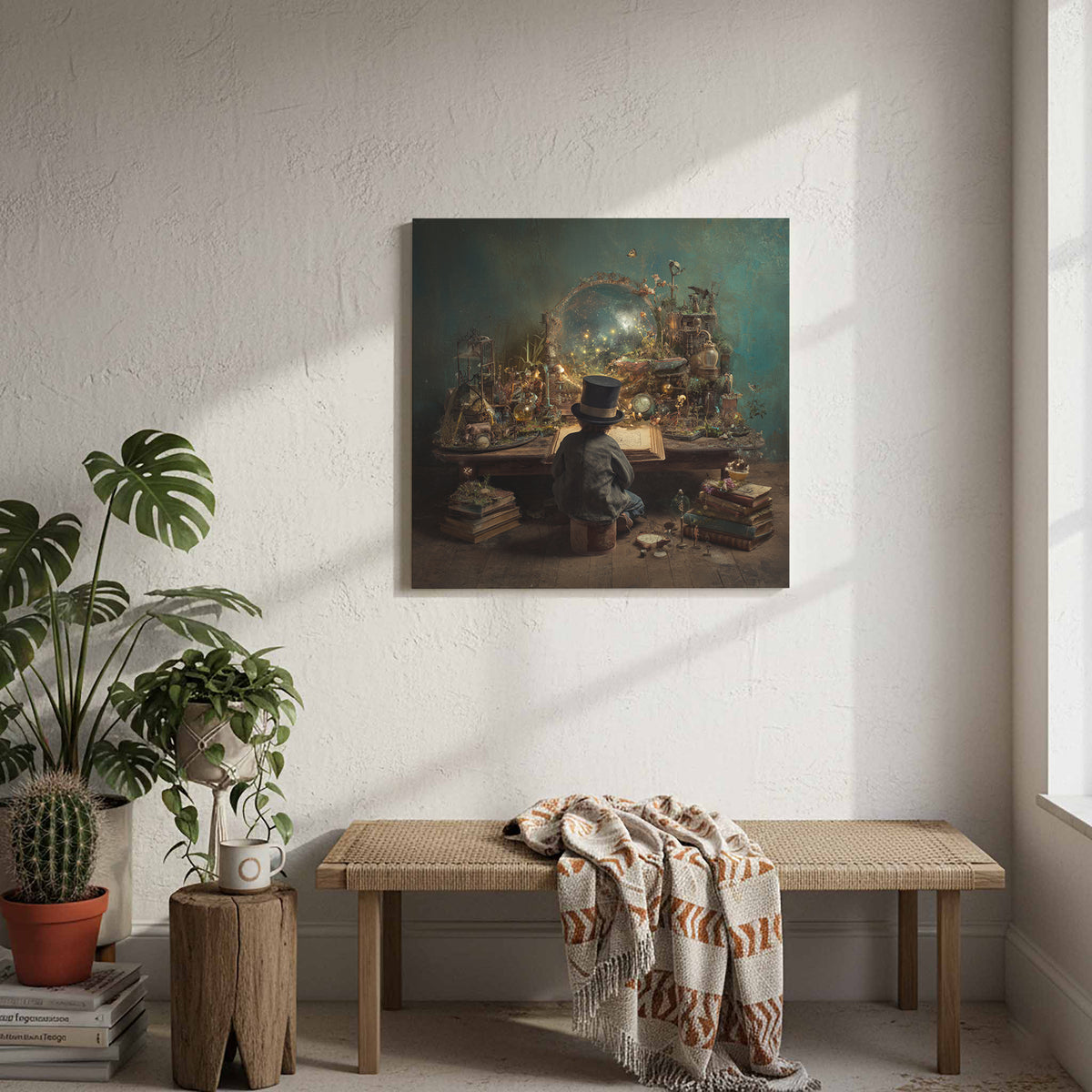 Victorian Scholar Study Canvas Print – styled room view 9