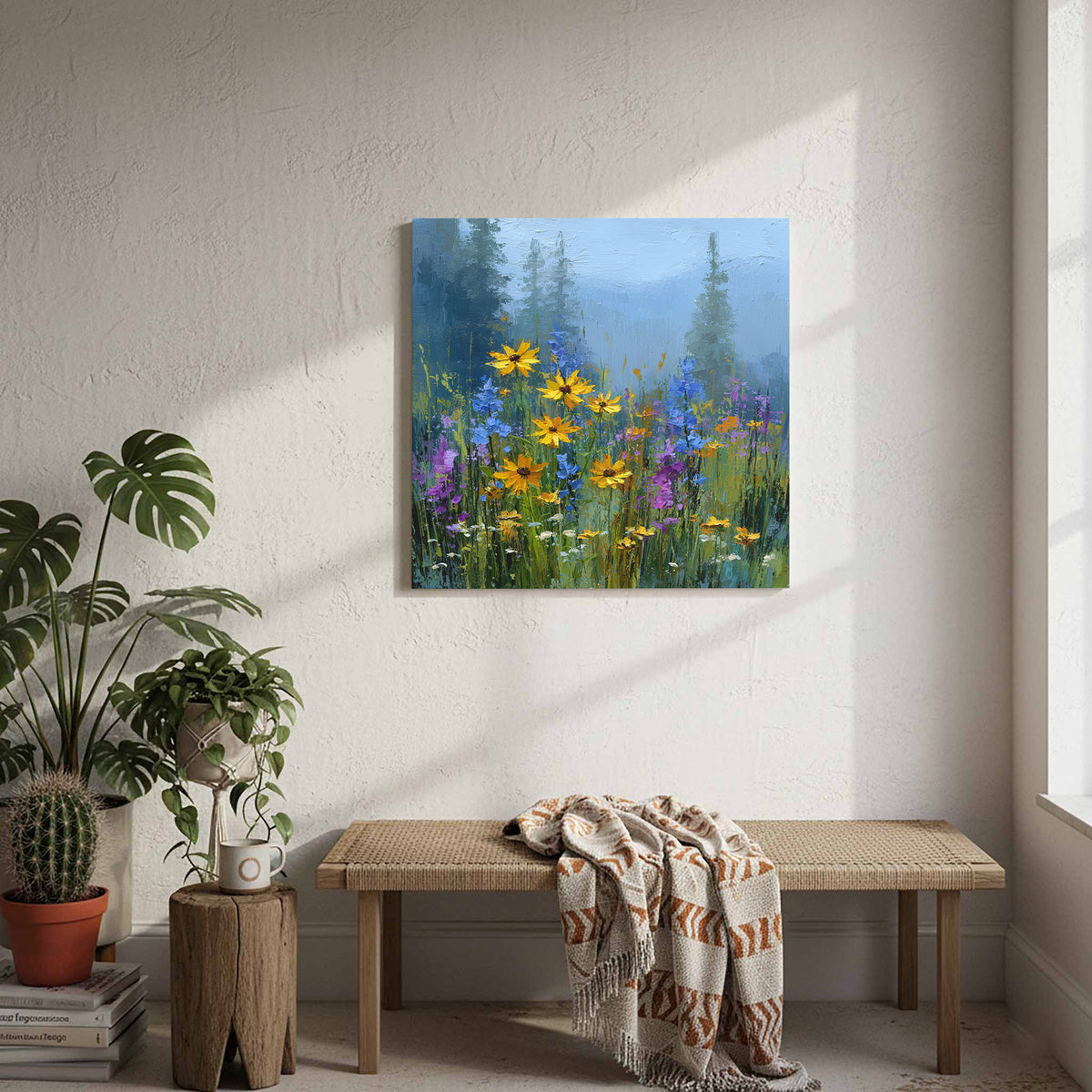 Wildflower Meadow Canvas Print – styled room view 7