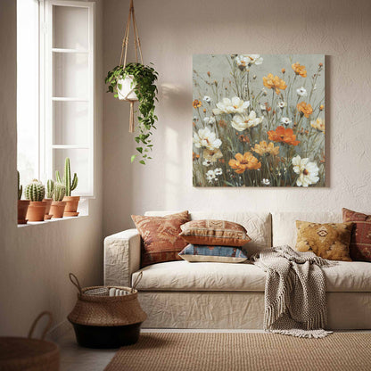 Vintage Wildflower Canvas Print – styled room view 7