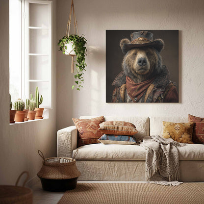 Western Bear Canvas Print – styled room view 6
