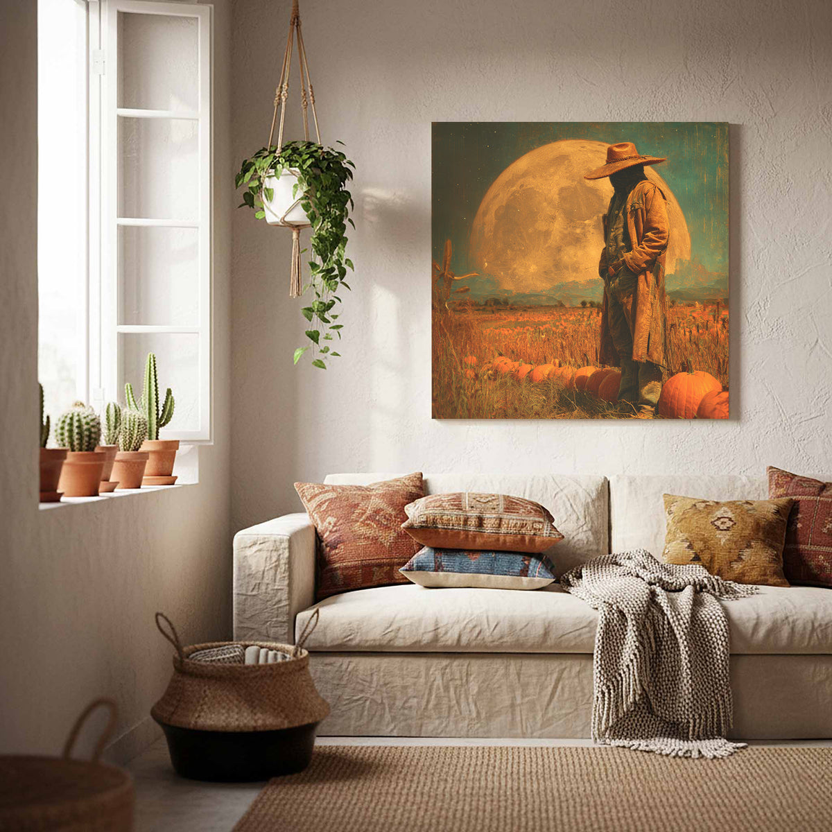 Halloween Cowboy Canvas Print – styled room view 7