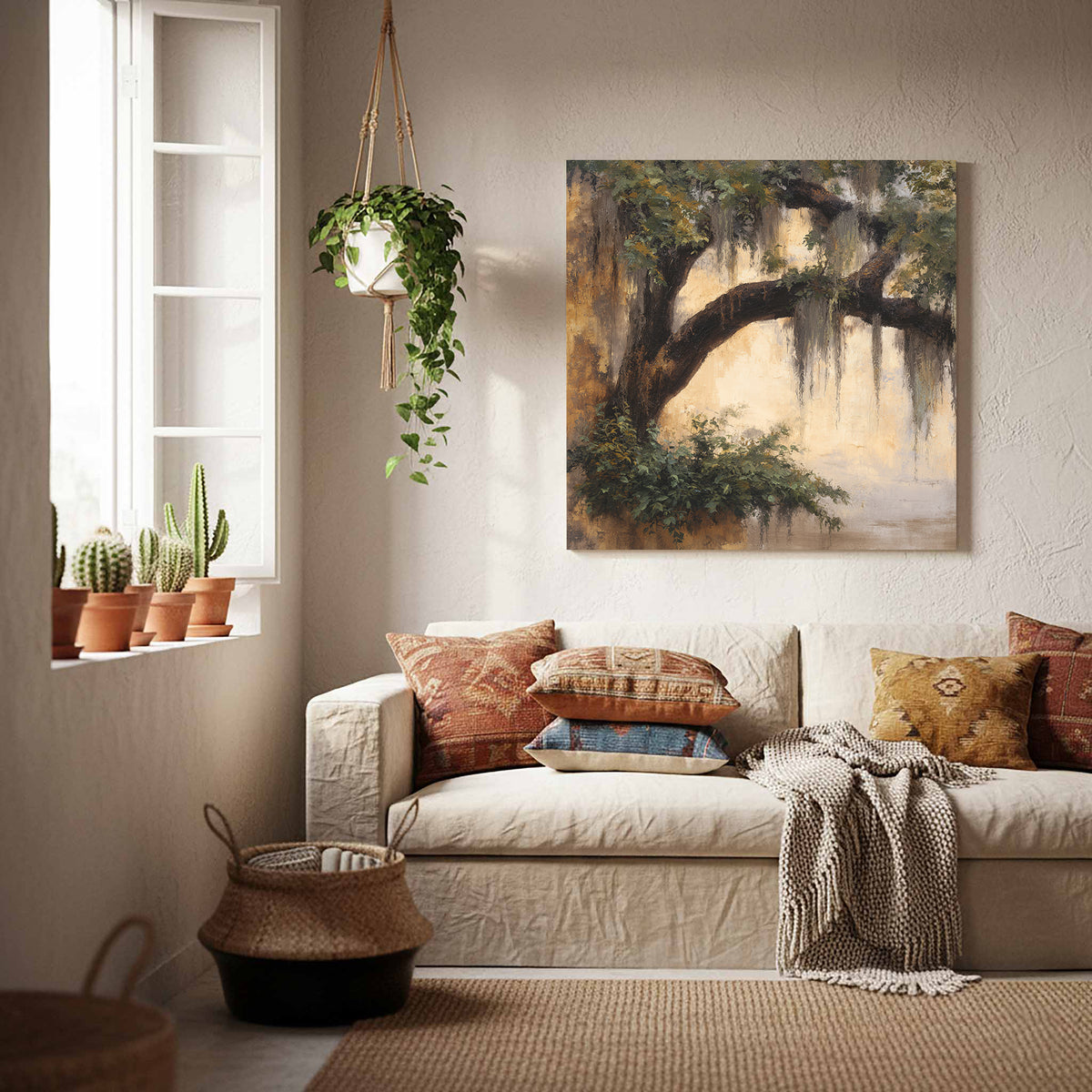 Oak Tree Canvas Wall Art – styled room view 7