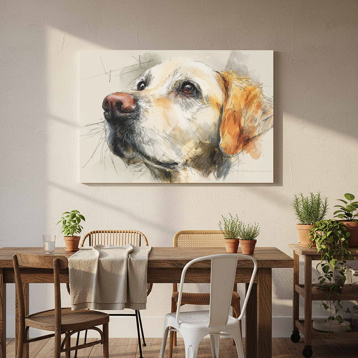 Golden Retriever Canvas Wall Art – styled room view 6