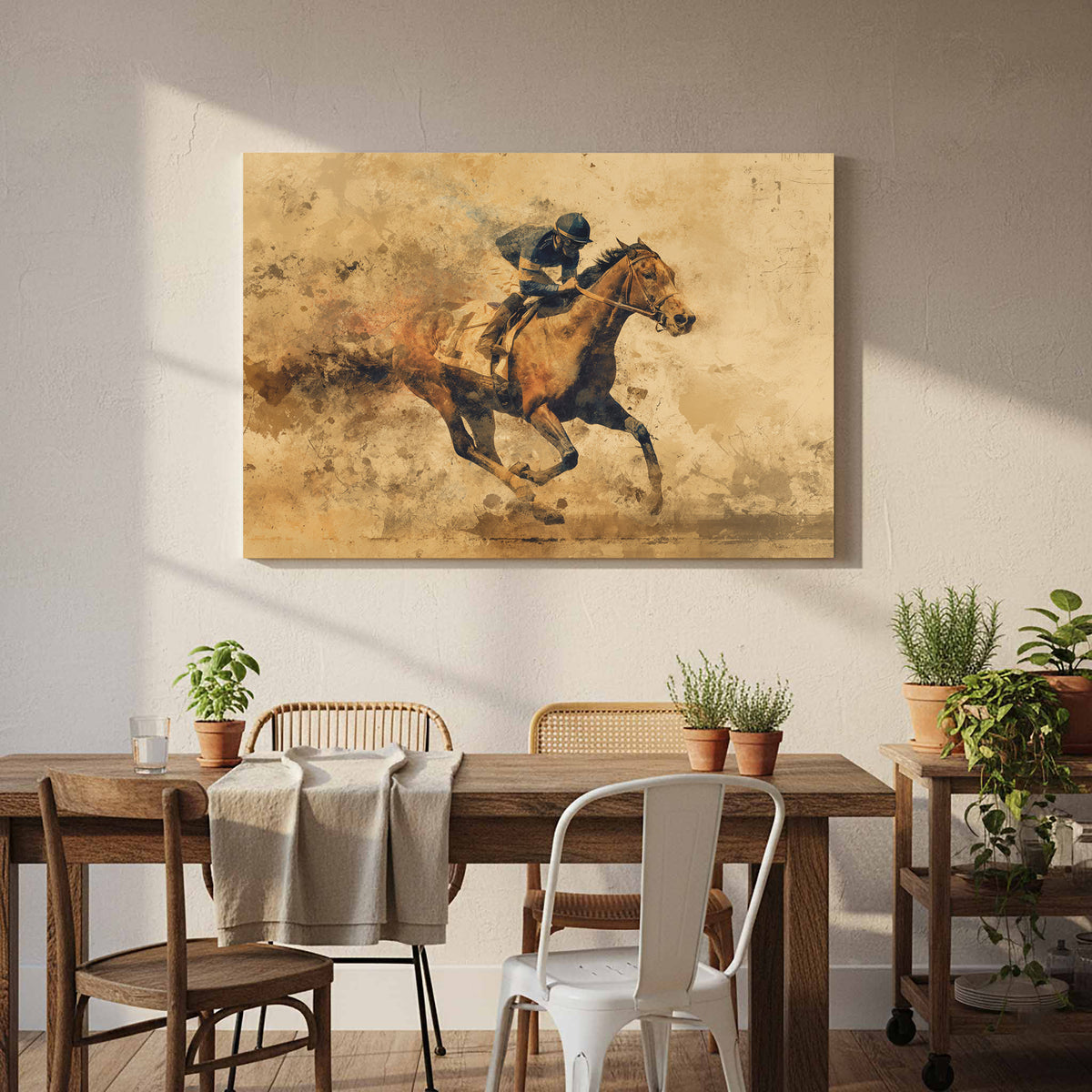 Racing Horse Canvas Print – styled room view 6