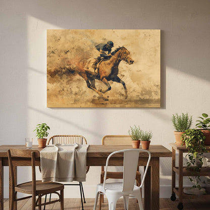 Racing Horse Canvas Print – styled room view 6