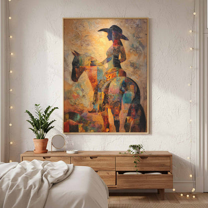 Western Cowgirl Abstract Canvas Art – styled room view 7