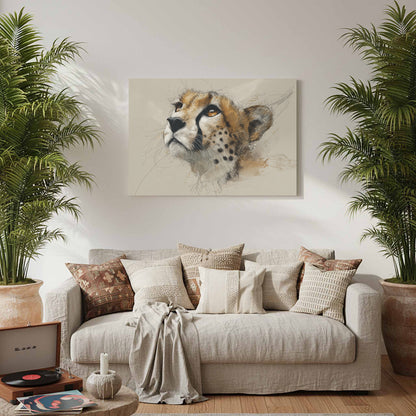 Cheetah Face Canvas Wall Art – styled room view 6