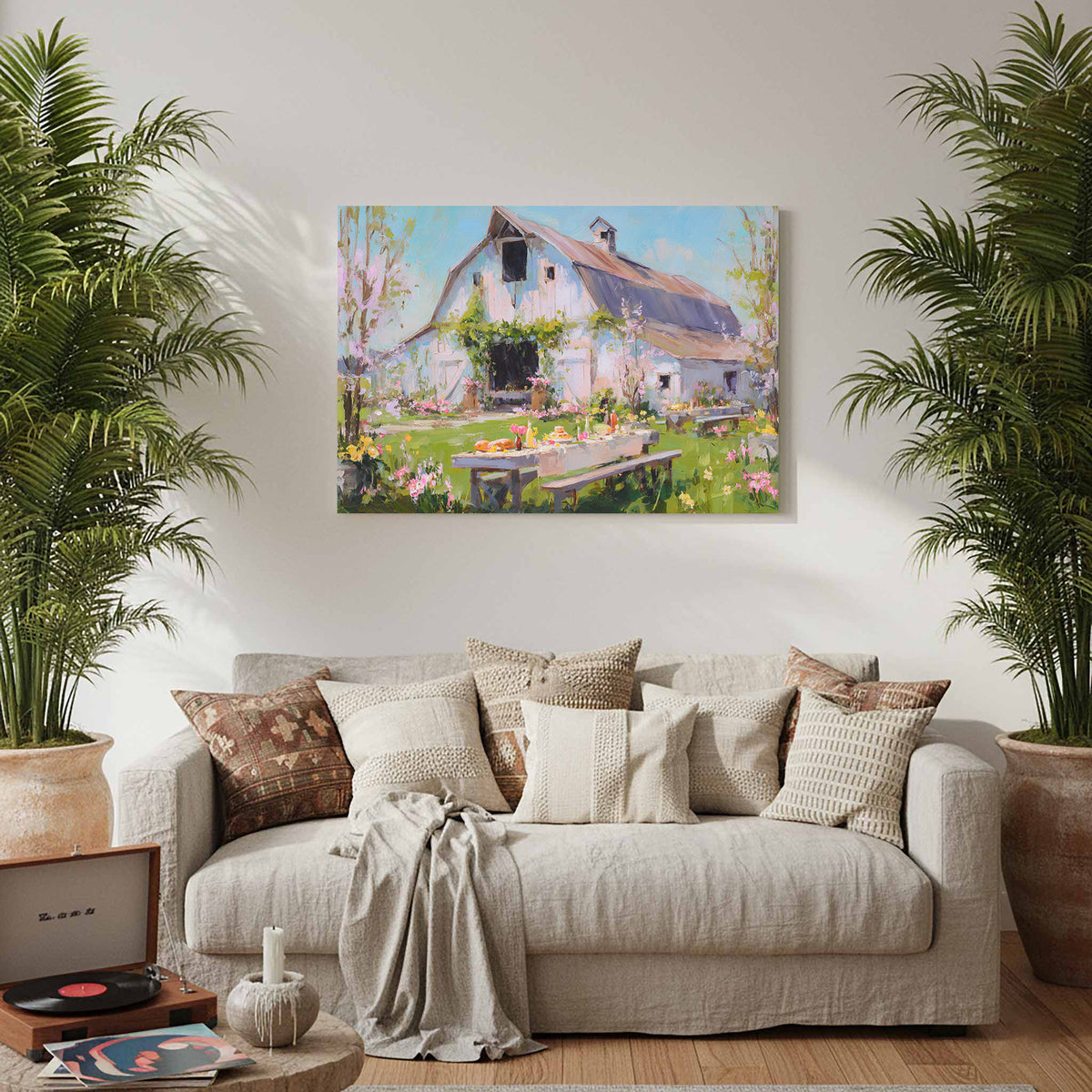 Spring Barn Wedding Canvas Print – styled room view 8