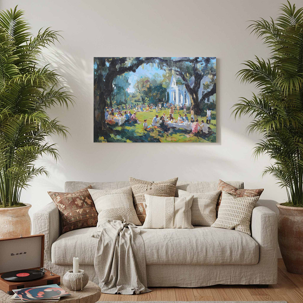 Southern Church Picnic Canvas Print – styled room view 7