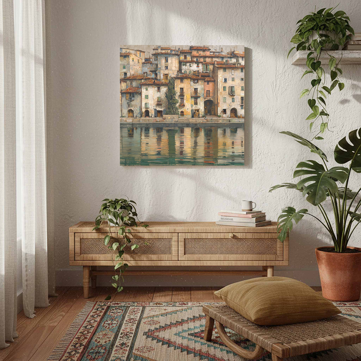 European Waterfront Canvas Print – styled room view 8