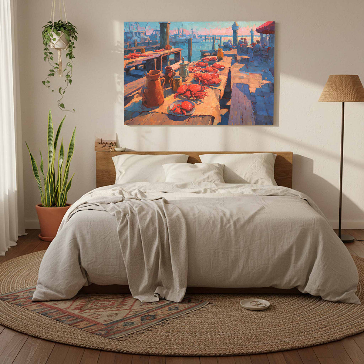 Chesapeake Bay Crab Feast Canvas Art – styled room view 4