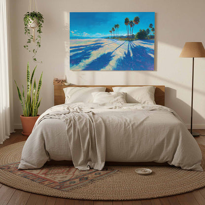 Palm Tree Shadow Canvas Art – styled room view 8