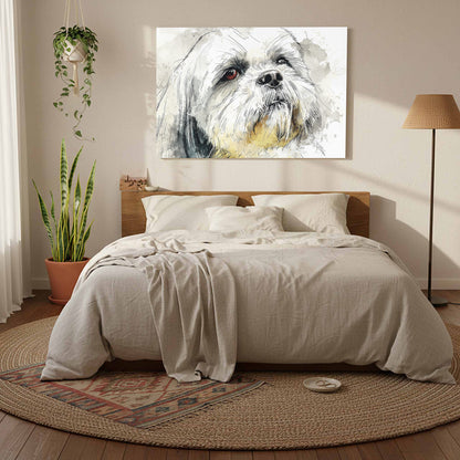 Shih Tzu Dog Portrait Canvas Print – styled room view 7