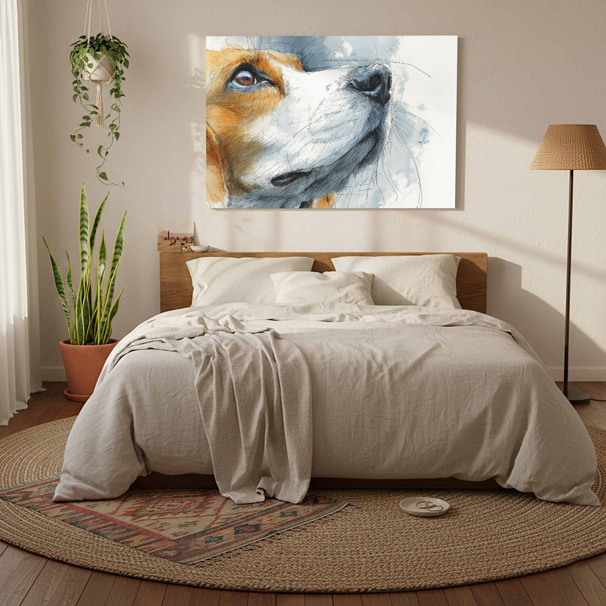 Beagle Portrait Canvas Print – styled room view 6