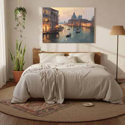 Venice Canal Dusk Wall Art – styled room view 6